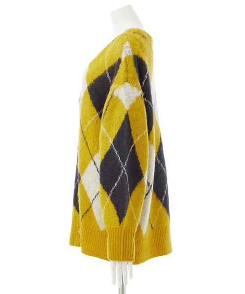 INGNI（イング）の「アーガイル柄ロングニットカーディガン（カーディガン/ボレロ・レディース・ブラック×グレー/マスタード/ブルー・M）」の5枚目の写真