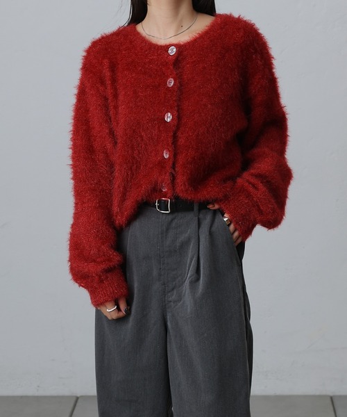 COLONY 2139（コロニートゥーワンスリーナイン）の「ファーライクラメニットカーディガン（カーディガン/ボレロ・レディース・グレー/ベージュ/レッド・FREE）」の21枚目の写真