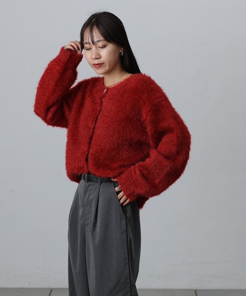 COLONY 2139（コロニートゥーワンスリーナイン）の「ファーライクラメニットカーディガン（カーディガン/ボレロ・レディース・グレー/ベージュ/レッド・FREE）」の22枚目の写真