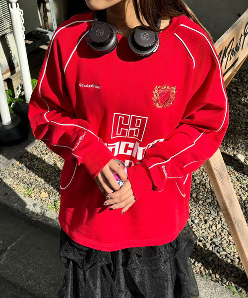 CIAOPANIC（チャオパニック）の「パイピングゲームスウェット（Tシャツ/カットソー・レディース・ブラック/アイボリー/レッド/ミント・FREE）」の4枚目の写真