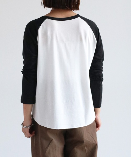 cepo(セポ)の「シアー配色ラグランスリーブTee(Tシャツ/カットソー・レディース・ブラック/オレンジ/ブラウン・M)」の6枚目の写真