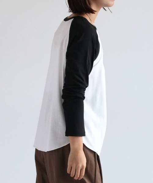 cepo(セポ)の「シアー配色ラグランスリーブTee(Tシャツ/カットソー・レディース・ブラック/オレンジ/ブラウン・M)」の7枚目の写真