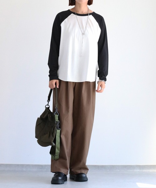 cepo(セポ)の「シアー配色ラグランスリーブTee(Tシャツ/カットソー・レディース・ブラック/オレンジ/ブラウン・M)」の9枚目の写真