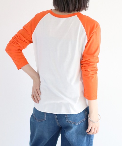 cepo(セポ)の「シアー配色ラグランスリーブTee(Tシャツ/カットソー・レディース・ブラック/オレンジ/ブラウン・M)」の16枚目の写真