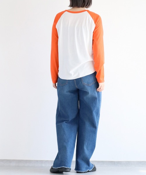 cepo(セポ)の「シアー配色ラグランスリーブTee(Tシャツ/カットソー・レディース・ブラック/オレンジ/ブラウン・M)」の21枚目の写真