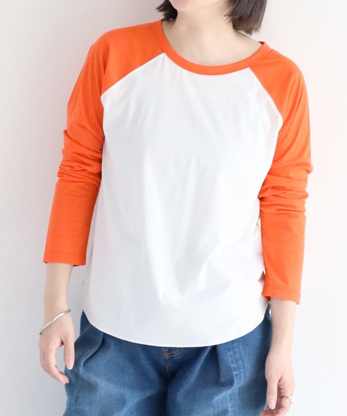 cepo(セポ)の「シアー配色ラグランスリーブTee(Tシャツ/カットソー・レディース・ブラック/オレンジ/ブラウン・M)」の14枚目の写真