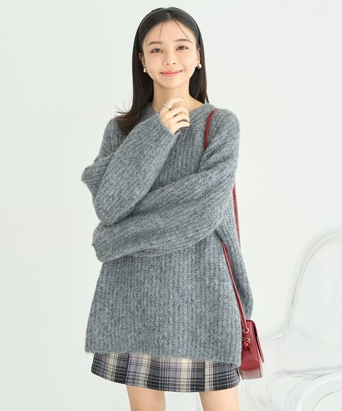 earth music&ecology（アースミュージックアンドエコロジー）の「ふわふわMIXヤーンチュニック（チュニック・レディース・ライトグレー/ブルー/チャコールグレー/ミント/ベージュ・FREE）」の6枚目の写真