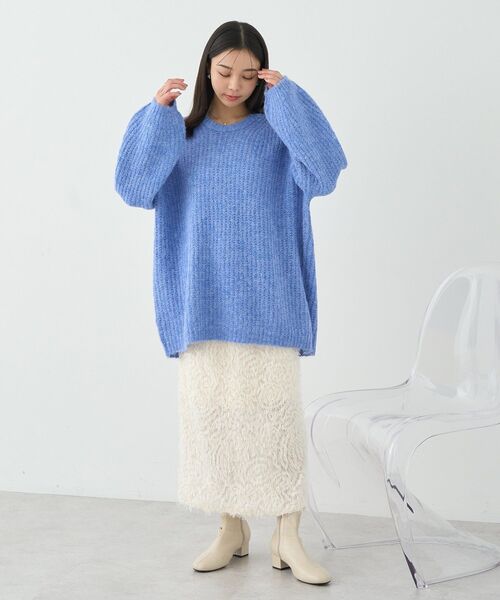 earth music&ecology（アースミュージックアンドエコロジー）の「ふわふわMIXヤーンチュニック（チュニック・レディース・ライトグレー/ブルー/チャコールグレー/ミント/ベージュ・FREE）」の17枚目の写真