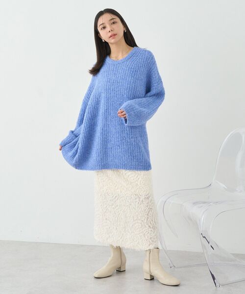 earth music&ecology（アースミュージックアンドエコロジー）の「ふわふわMIXヤーンチュニック（チュニック・レディース・ライトグレー/ブルー/チャコールグレー/ミント/ベージュ・FREE）」の18枚目の写真