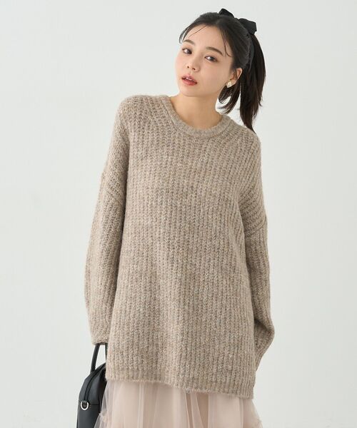 earth music&ecology（アースミュージックアンドエコロジー）の「ふわふわMIXヤーンチュニック（チュニック・レディース・ライトグレー/ブルー/チャコールグレー/ミント/ベージュ・FREE）」の21枚目の写真