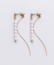 6連ビジューパールデザインピアス (両耳用)