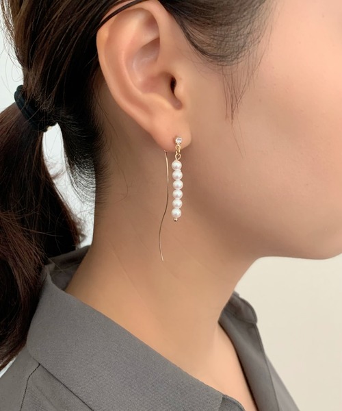 ciite'(シーテ)の「6連ビジューパールデザインピアス (両耳用)(ピアス(両耳用)・レディース・シルバー/ゴールド・FREE)」の9枚目の写真