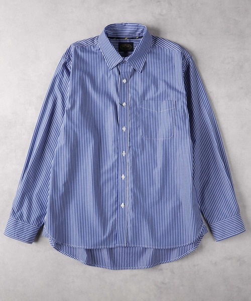 Right-on（ライトオン）の「【BRITISH KHAKI】長袖ストライプシャツ（シャツ/ブラウス・メンズ・ホワイト/ネイビー・M/L/XL）」の3枚目の写真