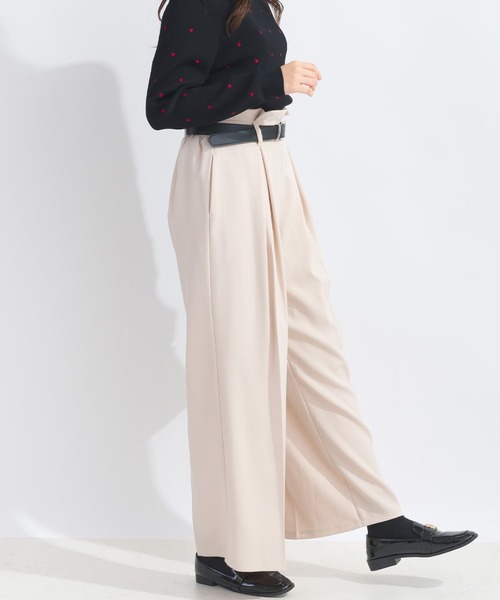 【セール】【WEB限定】ベルト付きフロントタックワイドパンツ(スラックス)|PICCIN(ピッチン) 【セール】【WEB限定】ベルト付きフロントタックワイドパンツ(スラックス)|PICCIN(ピッチン)