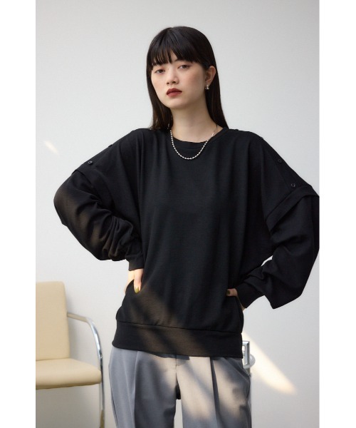 AZUL by moussy（アズールバイマウジー）の「ドルマンカットトップス（Tシャツ/カットソー・レディース・ダークブルー/グレー/ブラック・FREE）」の4枚目の写真