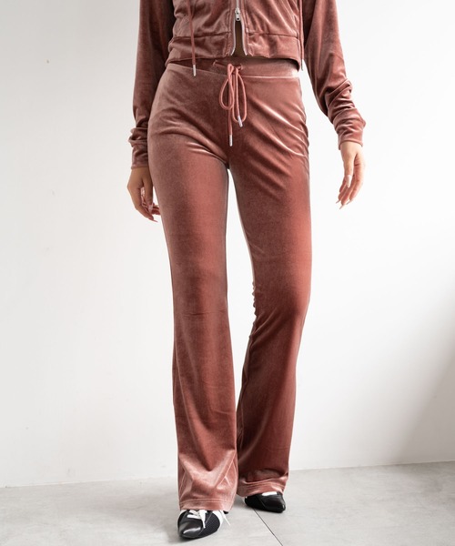 dispark（ディスパーク）の「DISPARK/ハイウエストベロアパンツ（スウェットパンツ・レディース・ピンク/ブラック・FREE）」の16枚目の写真