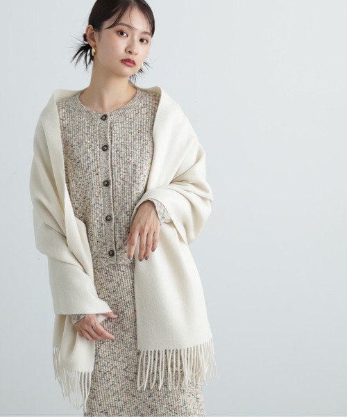 N.（N. Natural Beauty Basic）（エヌエヌナチュラルビューティーベーシック）の「ウールムジストール（ストール/ショール・レディース・キャメル/オフホワイト/ブルー・ﾌﾘ-）」の2枚目の写真
