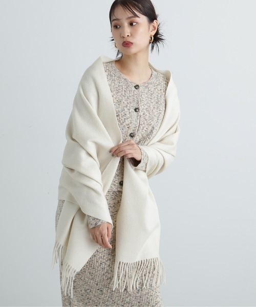 N.（N. Natural Beauty Basic）（エヌエヌナチュラルビューティーベーシック）の「ウールムジストール（ストール/ショール・レディース・キャメル/オフホワイト/ブルー・ﾌﾘ-）」の5枚目の写真