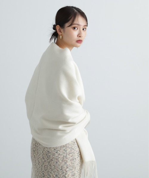 N.（N. Natural Beauty Basic）（エヌエヌナチュラルビューティーベーシック）の「ウールムジストール（ストール/ショール・レディース・キャメル/オフホワイト/ブルー・ﾌﾘ-）」の6枚目の写真