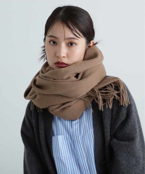 N.（N. Natural Beauty Basic）（エヌエヌナチュラルビューティーベーシック）の「ウールムジストール（ストール/ショール・レディース・キャメル/オフホワイト/ブルー・ﾌﾘ-）」の10枚目の写真