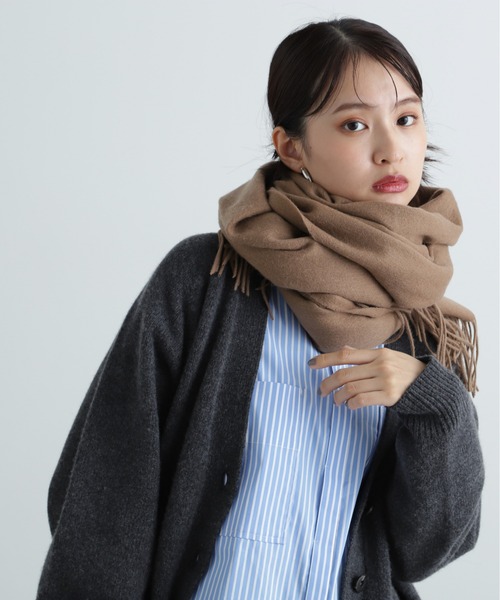 N.（N. Natural Beauty Basic）（エヌエヌナチュラルビューティーベーシック）の「ウールムジストール（ストール/ショール・レディース・キャメル/オフホワイト/ブルー・ﾌﾘ-）」の11枚目の写真