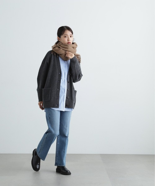 N.（N. Natural Beauty Basic）（エヌエヌナチュラルビューティーベーシック）の「ウールムジストール（ストール/ショール・レディース・キャメル/オフホワイト/ブルー・ﾌﾘ-）」の12枚目の写真