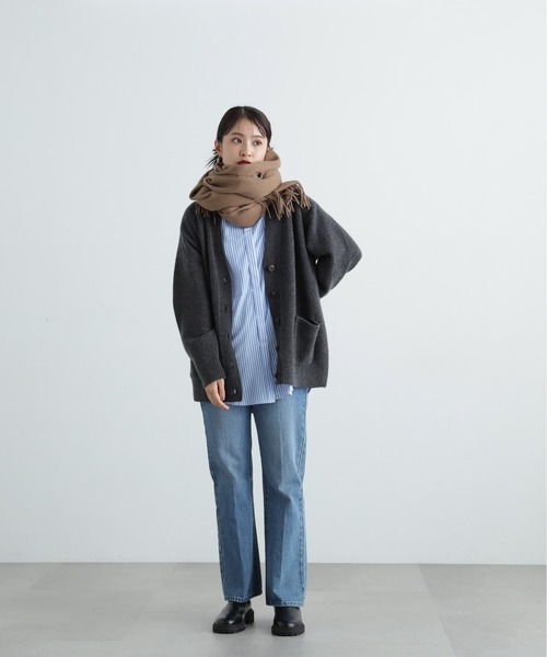 N.（N. Natural Beauty Basic）（エヌエヌナチュラルビューティーベーシック）の「ウールムジストール（ストール/ショール・レディース・キャメル/オフホワイト/ブルー・ﾌﾘ-）」の13枚目の写真