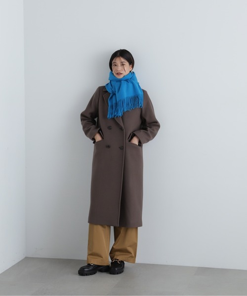 N.（N. Natural Beauty Basic）（エヌエヌナチュラルビューティーベーシック）の「ウールムジストール（ストール/ショール・レディース・キャメル/オフホワイト/ブルー・ﾌﾘ-）」の7枚目の写真