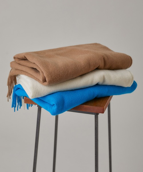 N.（N. Natural Beauty Basic）（エヌエヌナチュラルビューティーベーシック）の「ウールムジストール（ストール/ショール・レディース・キャメル/オフホワイト/ブルー・ﾌﾘ-）」の4枚目の写真