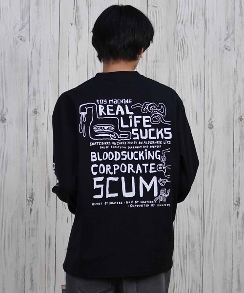 TOY　MACHINE（トイ　マシーン）の「【ムラサキスポーツ限定】TOY MACHINE/トイマシーン ロンT/長袖Tシャツ ムラサキスポーツ限定 ビックシルエット バックプリント MTMPFLT1（Tシャツ/カットソー・メンズ・ブラック/ホワイト・XL/L/M）」の12枚目の写真