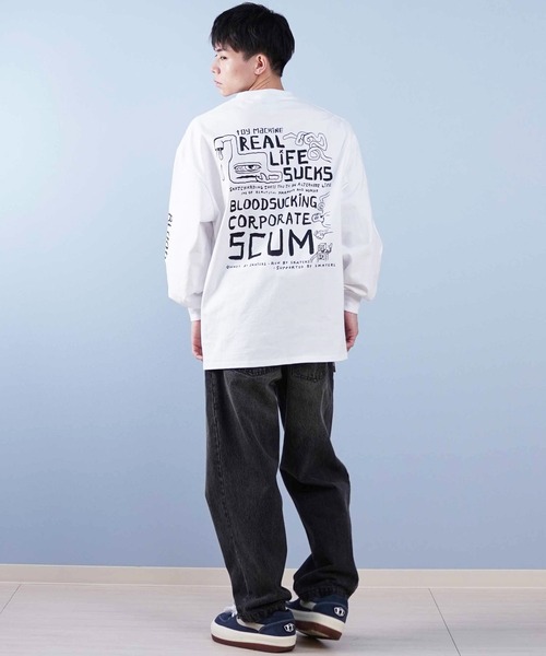 TOY　MACHINE（トイ　マシーン）の「【ムラサキスポーツ限定】TOY MACHINE/トイマシーン ロンT/長袖Tシャツ ムラサキスポーツ限定 ビックシルエット バックプリント MTMPFLT1（Tシャツ/カットソー・メンズ・ブラック/ホワイト・XL/L/M）」の9枚目の写真