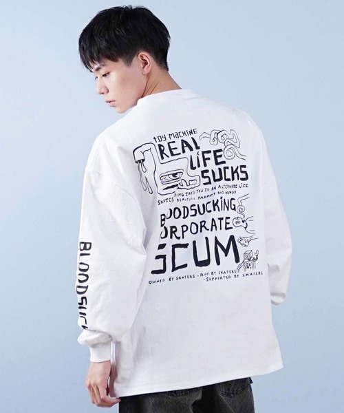 TOY　MACHINE（トイ　マシーン）の「【ムラサキスポーツ限定】TOY MACHINE/トイマシーン ロンT/長袖Tシャツ ムラサキスポーツ限定 ビックシルエット バックプリント MTMPFLT1（Tシャツ/カットソー・メンズ・ブラック/ホワイト・XL/L/M）」の5枚目の写真