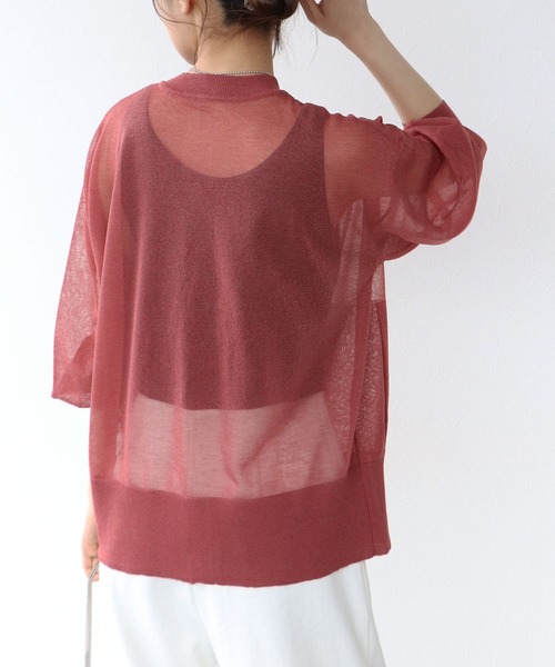 TITE IN THE STORE（ティテ　インザ　ストア）の「【UVカット】ポケットシアーニットカーディガン（カーディガン/ボレロ・レディース・ブラック/レッド/ベージュ・38）」の11枚目の写真