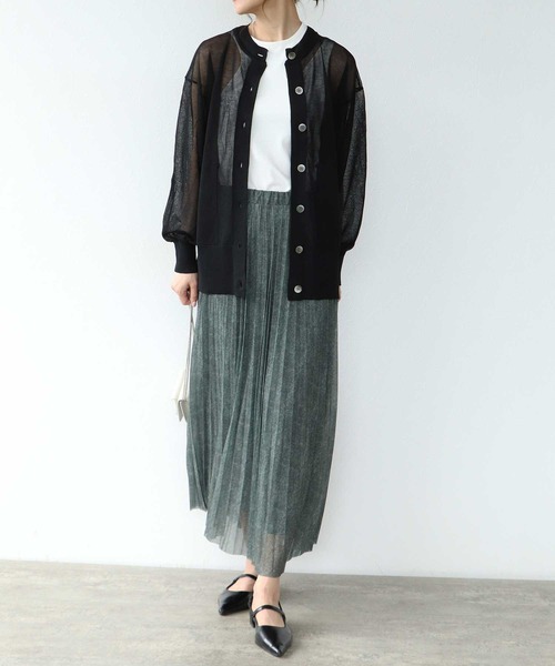 TITE IN THE STORE（ティテ　インザ　ストア）の「【UVカット】ポケットシアーニットカーディガン（カーディガン/ボレロ・レディース・ブラック/レッド/ベージュ・38）」の7枚目の写真