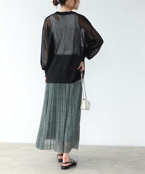 TITE IN THE STORE（ティテ　インザ　ストア）の「【UVカット】ポケットシアーニットカーディガン（カーディガン/ボレロ・レディース・ブラック/レッド/ベージュ・38）」の9枚目の写真