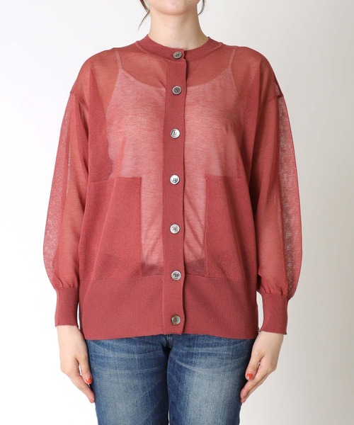 TITE IN THE STORE（ティテ　インザ　ストア）の「【UVカット】ポケットシアーニットカーディガン（カーディガン/ボレロ・レディース・ブラック/レッド/ベージュ・38）」の12枚目の写真