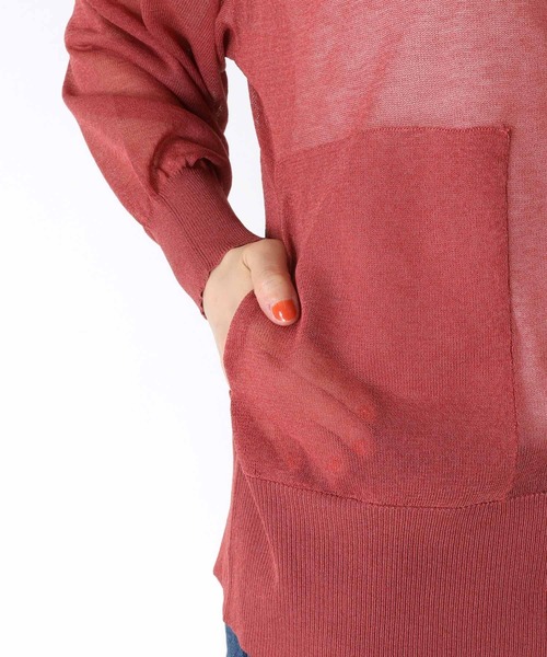 TITE IN THE STORE（ティテ　インザ　ストア）の「【UVカット】ポケットシアーニットカーディガン（カーディガン/ボレロ・レディース・ブラック/レッド/ベージュ・38）」の18枚目の写真