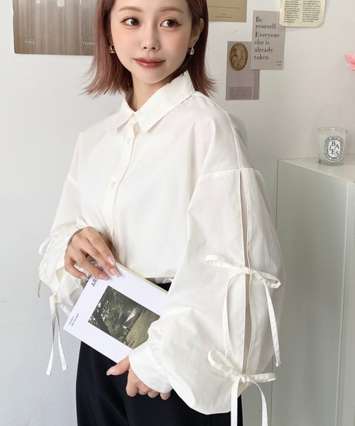 シャツ/ブラウス(長袖/七分) HAOKAN BACK RIBBON BLOUSE 即完売のHAOKAN BACK RIBBON BLOUSEが緊急再販売決定♡ | 黒石奈央子