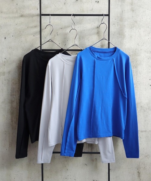 antiqua(アンティカ)の「アウトシームデザイントップス(Tシャツ/カットソー・レディース・ブラック/ライトグレー/ブルー・ONESIZE)」の11枚目の写真