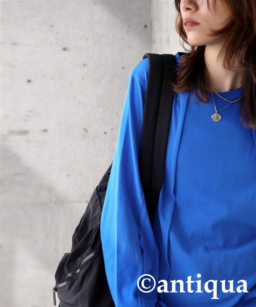 antiqua(アンティカ)の「アウトシームデザイントップス(Tシャツ/カットソー・レディース・ブラック/ライトグレー/ブルー・ONESIZE)」の5枚目の写真