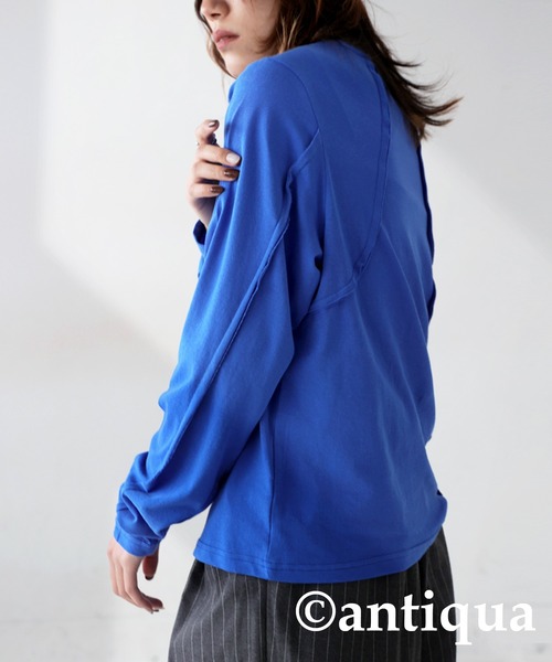antiqua(アンティカ)の「アウトシームデザイントップス(Tシャツ/カットソー・レディース・ブラック/ライトグレー/ブルー・ONESIZE)」の6枚目の写真