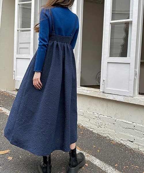 ABITOKYO(アビトーキョー)の「ふくれジャガードキャミワンピース(ワンピース・レディース・ブラック/ネイビー/モカ・M/L/XL)」の12枚目の写真