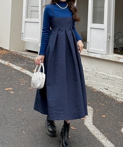 ABITOKYO(アビトーキョー)の「ふくれジャガードキャミワンピース(ワンピース・レディース・ブラック/ネイビー/モカ・M/L/XL)」の13枚目の写真