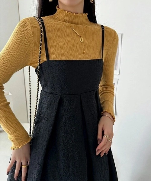 ABITOKYO(アビトーキョー)の「ふくれジャガードキャミワンピース(ワンピース・レディース・ブラック/ネイビー/モカ・M/L/XL)」の4枚目の写真