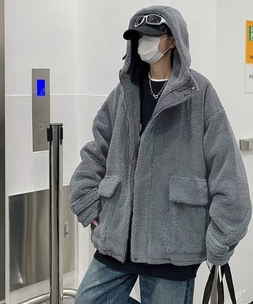 【セール】フード付きボアフリースマウンテンジャケット（ブルゾン）｜link lot（リンクロット）