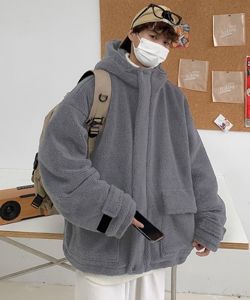 【セール】フード付きボアフリースマウンテンジャケット（ブルゾン）｜link lot（リンクロット）