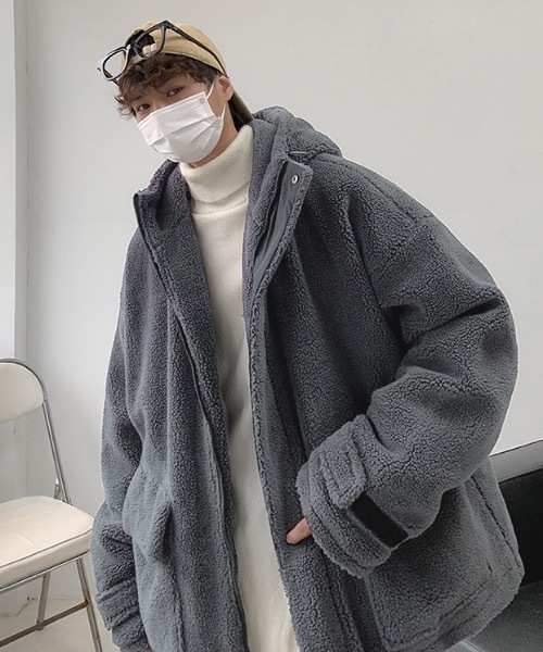 【セール】フード付きボアフリースマウンテンジャケット（ブルゾン）｜link lot（リンクロット）