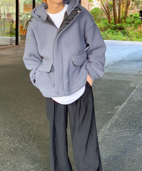 【セール】フード付きボアフリースマウンテンジャケット（ブルゾン）｜link lot（リンクロット）