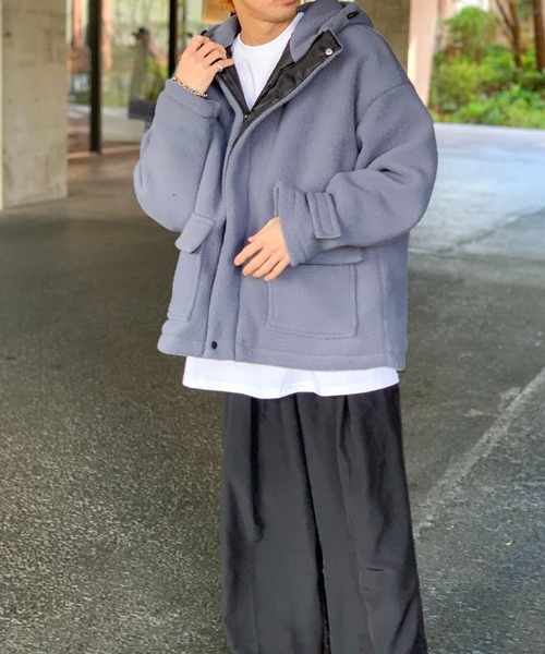 【セール】フード付きボアフリースマウンテンジャケット（ブルゾン）｜link lot（リンクロット）