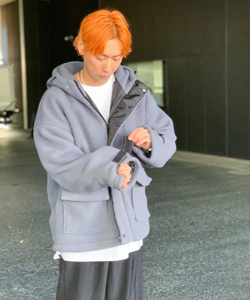 【セール】フード付きボアフリースマウンテンジャケット（ブルゾン）｜link lot（リンクロット）